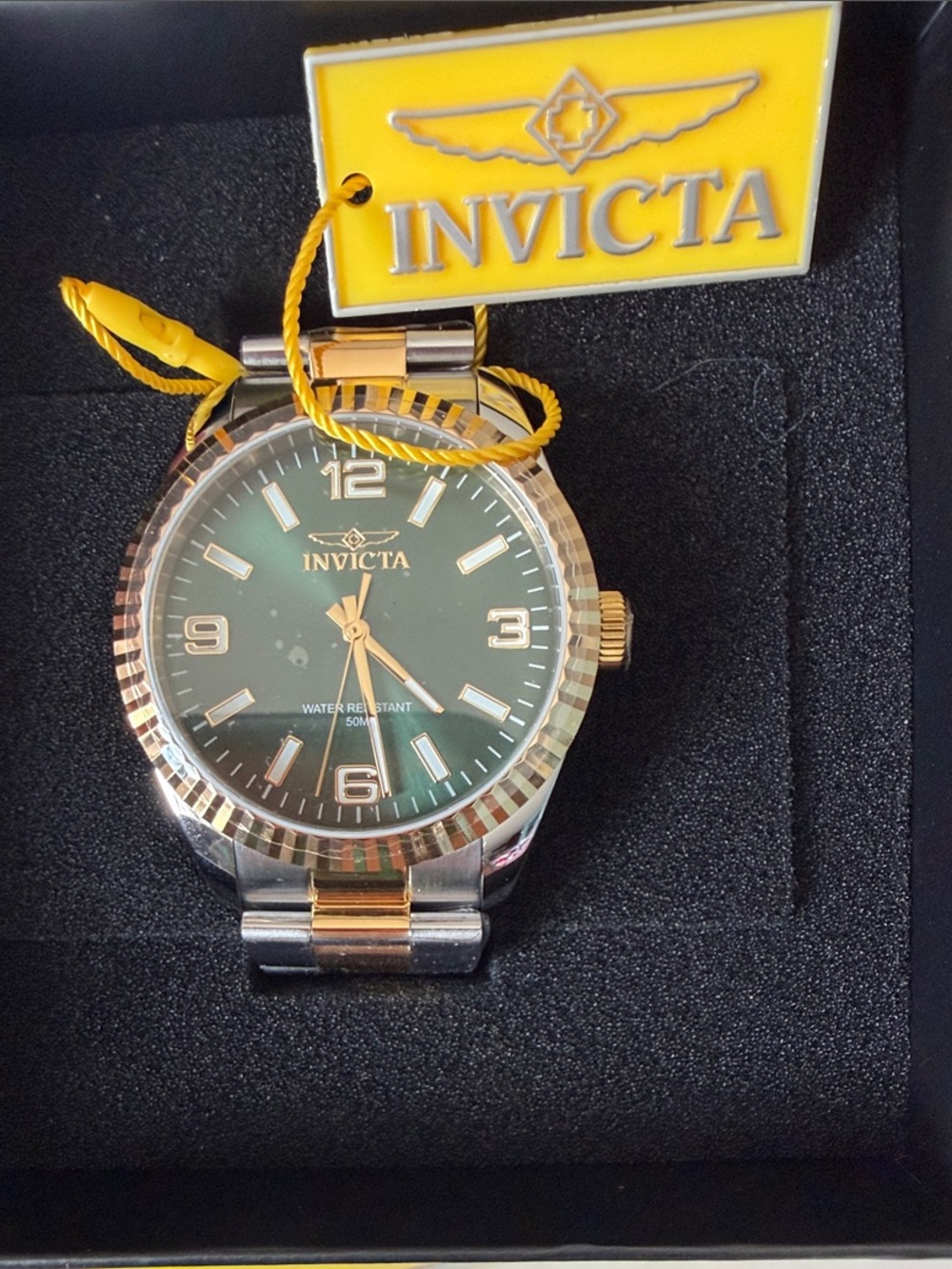 Invicta Two-Tone Silver & Gold Watch with Green Dial